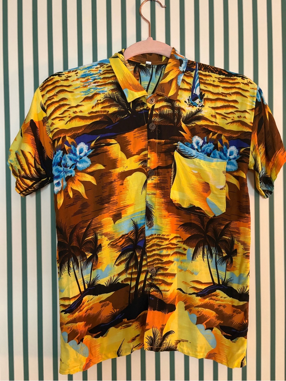 Vintage Sunset Short-Sleeve Button-Up Hawaiian Shirt
